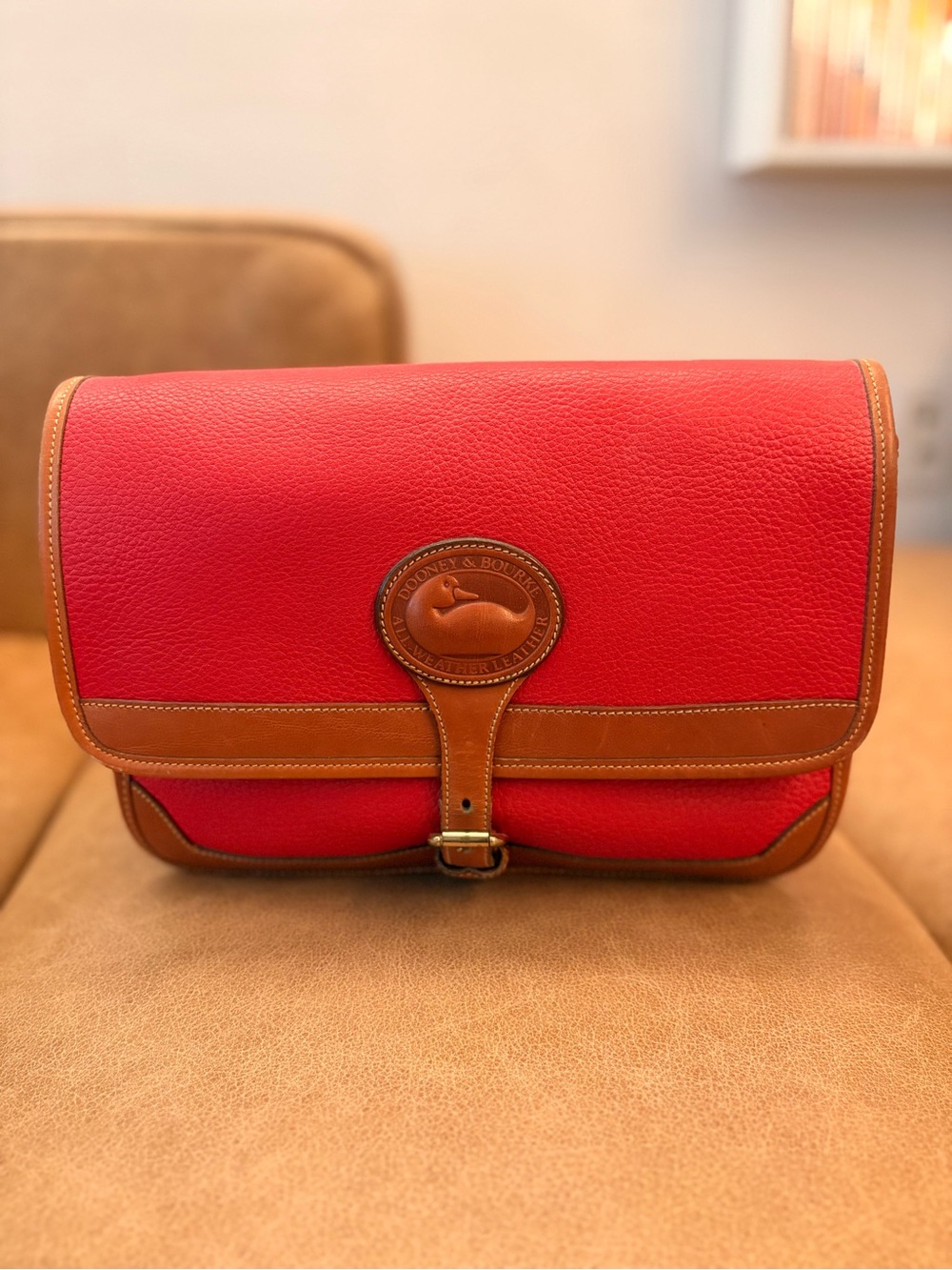 Dooney & Bourke Red and Tan Leather Purse